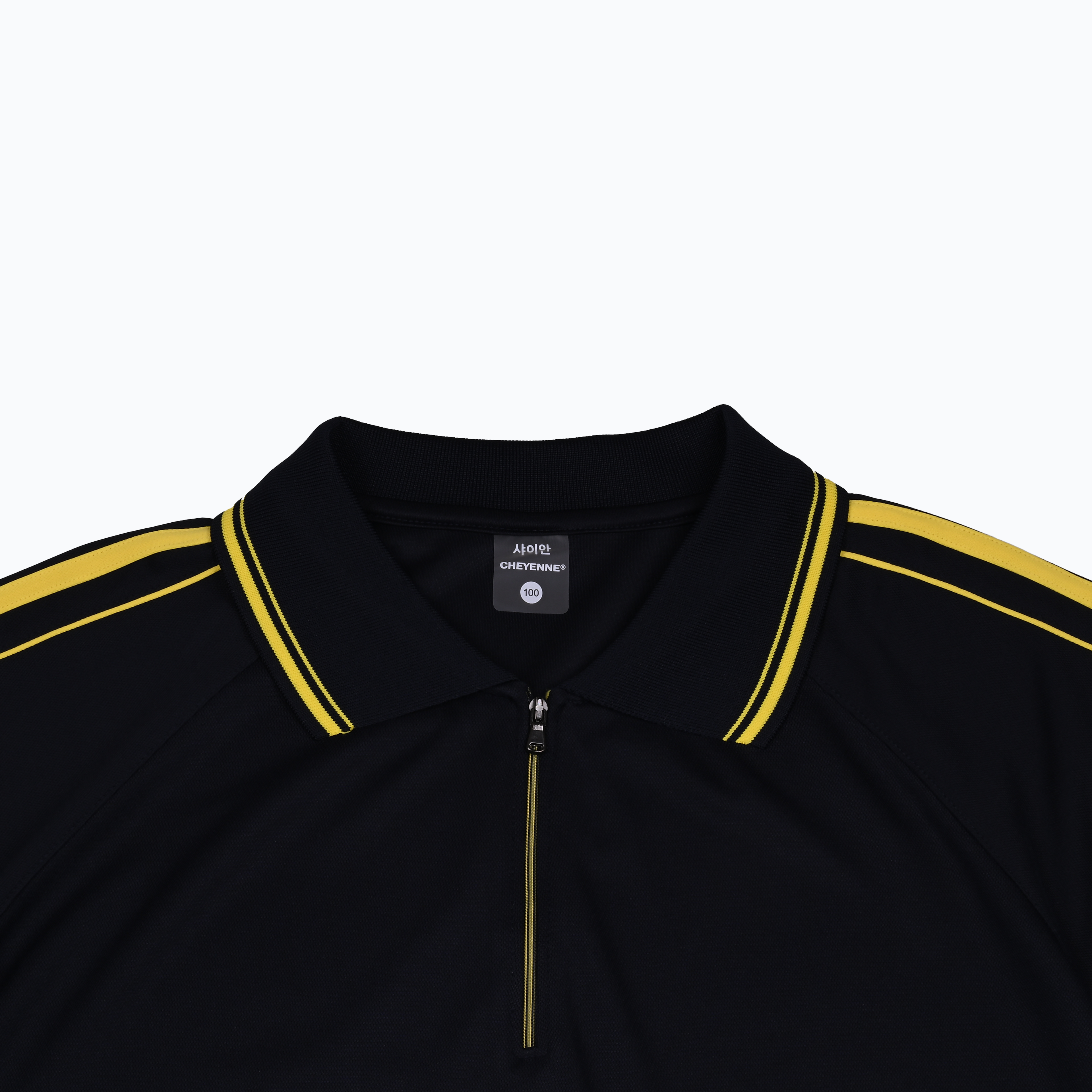 네이비 연노랑 원앤원 반집업 카라 반팔티셔츠